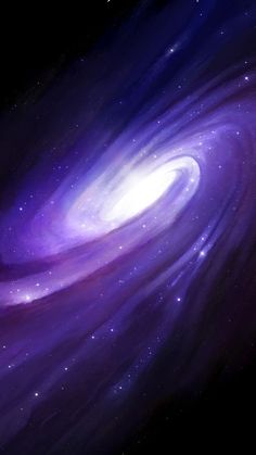 an artist's impression of a spiral galaxy with stars in the sky and blue, purple and white colors