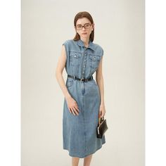 Discover Your New Summer Favorite Step into summer with elegance and comfort in our Summer Chic Sleeveless Denim Dress. Designed for the sophisticated woman who loves to blend casual comfort with a touch of retro flair, this dress is a must-have for your warm-weather wardrobe. Its sleek, straight silhouette and knee-length cut make it versatile for both office and leisure, ensuring you look polished wherever you go. Product Features Fabric: Crafted from 100% high-quality cotton, offering breatha Sleeveless Denim Dress, Look Polished, Empire Waistline, Summer Favorites, Summer Chic, Staple Pieces, Knee Length Dress, Empire Waist, Summer Collection