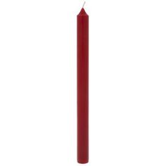 a single red candle on a white background