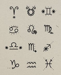 the zodiac symbols are drawn in black ink