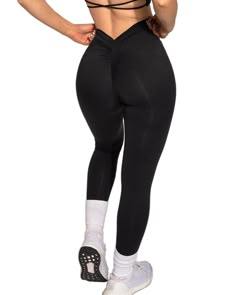 These leggings are designed with an ultra-low "V-cut" deep pleated back to enhance the contours of your most alluring buttocks when worn as these hip-hugging V-leggings. Crafted from a double-sided brushed fabric with a naked feel, they snugly fit like a second skin and effortlessly accentuate every curve. These sleek and lightweight leggings are made from a nylon/spandex blend, ensuring durability. Thanks to our use of 4-way stretch fabric, they conform to your body during high-intensity workou Sewing Leggings Tutorials, V Cut Leggings, Sports Outfit, Cut Leggings, High Intensity Workout, Nail Bar, 4 Way Stretch Fabric, V Cut, Dream Shoes