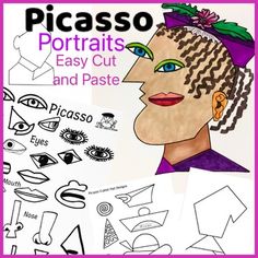 Celebrate National Hispanic Month with a no prep Picasso Portrait craft. Students will enjoy creating the own unique Cubist portraits with this easy to make collage inspired by Picasso's famous artwork. Simply color or paint items of choice and collage onto one of four abstract face shapes. Shapes ... Picasso Faces, Picasso Self Portrait, Hispanic Heritage Month Crafts, Cubist Portraits, Picasso Portraits, Picasso Style, Doodle Images, Fall Lessons, Cubism Art