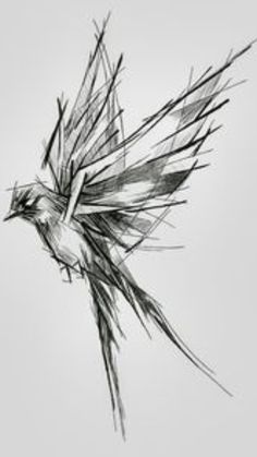 a black and white photo of a bird flying