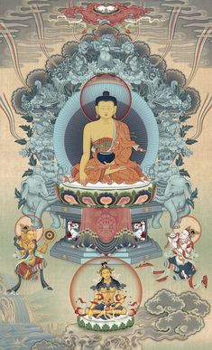 'Shakyamuni Buddha' by Christopher Banigan on artflakes.com as poster or art print $15.68 Buddha Tattoo Ideas, Tibetan Symbols, Yin Yang Tattoo, Sakyamuni Buddha, Buddhist Tattoo, Buddha Tattoo Design, Yang Tattoo, Guru Rinpoche, Buddha Tattoos