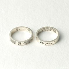 Actual Fingerprint Ring Custom Handwriting Ring | Etsy Unique Rings With Engraving Option For Gift, Personalized Minimalist Couple Rings As Gift, Minimalist Personalized Couple Rings For Gifts, Minimalist Personalized Couple Rings As Gift, Unique Personalized Engraved Ring As Gift, Unique Personalized Engraved Ring For Gift, Personalized Sterling Silver Couple Rings Gift, Handmade White Engraved Ring As A Gift, Handmade White Engraved Ring For Gift