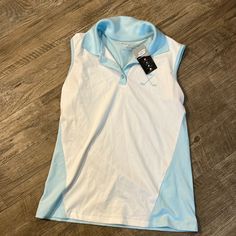 Good Condition Brand New White Fitted Golf Tops, Fitted White Golf Top, White Golf Top For Spring, White Golf Tops For Spring, White Tops For Golf In Spring, Casual White Golf Tops, Sporty Blue Golf Top, Casual Blue Top For Golf, Frutiger Aero Clothes