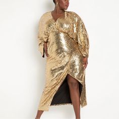 Dolman Sleeve Sequin Dress Plus Size Holiday Dresses, Eloquii Dress, Winter Wedding Guest Dress, Prom Dress Plus Size, Trendy Plus Size Fashion, Plus Size Prom, Gold Sequin Dress, Evening Dresses Plus Size, Plus Size Prom Dresses