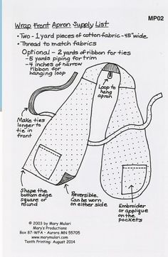 the instructions for how to sew an apron