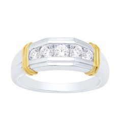 This handsome rhodium-plated 10K two-tone gold ring with center diamonds is a sophisticated style you can wear forever. Size: 13. Color: Metal Type. Gender: male. Age Group: adult. Classic White Diamond Ring With Polished Finish, Classic White Signet Ring For Anniversary, Classic White Signet Ring With Center Stone, White Signet Ring With Diamond Accents For Anniversary, Classic White Signet Ring With Diamond Accents, Classic Formal Signet Ring With Channel Set, Classic Formal Signet Ring Channel Set, White Diamond Signet Ring For Anniversary, White Signet Ring With Center Stone For Anniversary