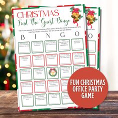 printable christmas and the ghost binge game for kids to play in front of a christmas tree