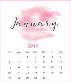 a calendar with the word january written in pink and black ink on it, against a white background