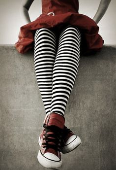 * Red Chucks, Striped Stockings, Striped Tights, Visual Kei, Black White Red, Red Shoes, Shades Of Red, Red Hot, Black And White Photography