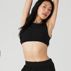 Brand New With Tags Black Bra, Tank, Features, Cool Ribbed Details Around The Neckline, Arm Holes And Hem For Stylish Support. Alo Yoga Black Top For Loungewear, Black Alo Yoga Athleisure Top, Alo Yoga Black Sporty Tops, Sporty Black Alo Yoga Tops, Alo Yoga Stretch Crop Top, Alo Yoga Athleisure Crop Top, Alo Yoga Black Top For Yoga, Alo Yoga Casual Workout Crop Top, Casual Alo Yoga Crop Top For Workout