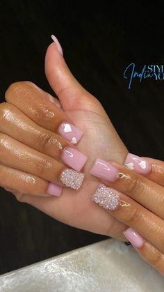 @etherealbea | Short square acrylic nails, Pink acrylic nails, Acrylic nails Nails Idea Short Square, Arcrliyic Nails Short, Bougie Short Nails, Short Pink Nails Square Glitter, Pink Diamond Acrylic Nails, Small Cute Nails Acrylic, Acrylic Nails With One Accent Nail, Bday Nails Ideas Coffin Short, Pink And White Acrylic Nails With Design Short