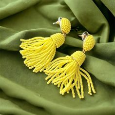 Sugarfix By Baublebar Yellow Polished Beaded Tassel Drop Earrings New Nwt New With Tags Excellent Condition - No Visible Flaws, Except Some Markings On The Paper Tag Great Gift Approx 2.5” Long Drop Gold Color Hardware Post Back Closure Cascading Tassels Crafted Entirely Of Seed Beads Questions? Leave A Comment Below! Other Listings: Boho, Western, Cowboy, Bohemian, Anthropologie, Free People, Johnny Was, Antique, Ancient, Zara, Gypsy, Breeze, Beachy, Indie, Airy, Rockabilly, Comfortable, Lightw Yellow Dangling Beads Earrings For Summer, Summer Yellow Dangling Beads Earrings, Yellow Summer Jewelry With Dangling Beads, Yellow Summer Earrings With Dangling Beads, Summer Yellow Jewelry With Dangling Beads, Summer Yellow Earrings With Dangling Beads, Yellow Fringe Dangle Jewelry, Trendy Yellow Beaded Dangle Earrings, Trendy Yellow Beaded Earrings