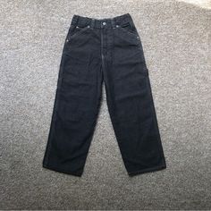 New With Tag Boys Denim Carpenter Pants No Stains, Rips, Or Tears! Adjustable Waist. Comes From A Smoke Free And Pet Free Home. School Denim Bottoms With Pockets, Denim Bottoms With Pockets For School, Black School Pants With Pockets, Washed Black Relaxed Fit Denim Pants, Black Carpenter Jeans, Maroon Jeans, Denim Jeggings, Carpenter Pants, Denim Boots