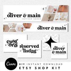 an assortment of different logos and stickers on a white background with the words diy instant