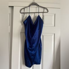 Washed, But Never Worn. Easy Slip Dress For Night Out. Blue Sleeveless H&m Dresses, H&m Blue Sleeveless Dress, Fitted Blue H&m Dress, H&m Blue Mini Length Dresses, H&m V-neck Mini Dress For Night Out, H&m V-neck Mini Dress For Party, Chic Blue Dress By H&m, H&m Blue Mini Dress, Chic Blue H&m Dress