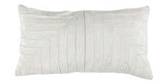 a white pillow with pleated leaves on the front and back, against a white background