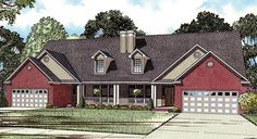 this is an artist's rendering of the country house plan for these ranch home plans