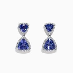 Effy Tanzanite Royale 14K White Gold Tanzanite & Diamond Earrings, 3.97 TCW Luxury Tanzanite Wedding Earrings, Tanzanite Diamond Earrings, Exotic Jewelry, Tanzanite Diamond, Effy Jewelry, White Stone, Types Of Fashion Styles, Luxury Items, Round Diamonds