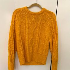 New With Tag, Never Worn, Yellow Cable Knit Crew Neck Sweater. Gap Crew Neck Sweater For Spring, Gap Crew Neck Sweater For Fall, Gap Long Sleeve Knit Tops, Gap Long Sleeve Winter Sweater, Gap Knit Sweater For Fall, Fall Yellow Cable Knit Top, Winter Yellow Cable Knit Sweater, Yellow Cable Knit Top For Fall, Gap Knit Tops For Winter