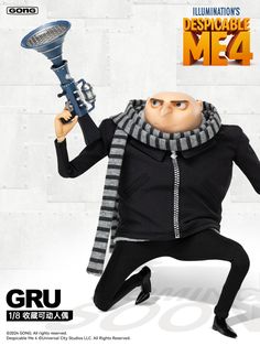 the character from despicable me4 is holding a hair dryer in his hand