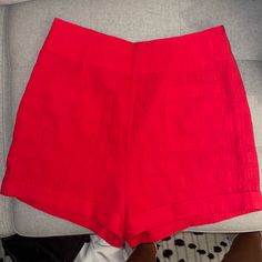 Bright Red Urban Outfitters Shorts Size 6, Fits Like A Medium Red Bottoms With Built-in Shorts For Vacation, Urban Outfitters High-waist Summer Shorts, Urban Outfitters High-waisted Shorts, Chic Red High-waisted Shorts, Chic Red Shorts For Spring, Chic Red Spring Shorts, Summer Bottoms With Pockets By Urban Outfitters, Red Bottoms With Pockets For Vacation, Red Vacation Bottoms With Pockets