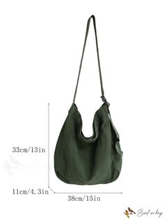 BirdinBag - Versatile Adjustable Strap Hobo Bag - Embrace Minimalist Style Versatile Green Canvas Bag With Adjustable Strap, Solid Color Crossbody Bag For Daily Use, Versatile Solid Color Crossbody Shoulder Bag, Casual Rectangular Solid Color Bucket Bag, Casual Solid Color Shoulder Bucket Bag, Versatile Large Capacity Baguette Bag For Everyday Use, Solid Color Crossbody Bag For Travel, Solid Color Crossbody Travel Bag, Versatile Baguette Bag With Large Capacity For Everyday Use