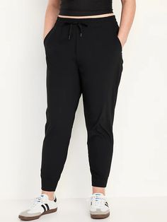 High-Waisted SleekTech Joggers | Old Navy High Waist Sports Bottoms With Drawstring, Sports Bottoms With Elastic Fit And Moisture-wicking, Comfortable Gym Bottoms With Drawstring, High Waist Casual Pants For Gym, Casual Non-stretch Pants For Gym, Comfortable Drawstring Gym Bottoms, Casual High Waist Pants For Gym, Comfortable Black Bottoms With Pockets, High Waist Elastic Sweatpants In Athleisure Style