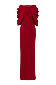 Elevate your evening look with this dress. The sheath silhouette flatters your figure while the draped cape shoulder adds a touch of elegance. Perfect for formal occasions, this dress will make you stand out with its sophisticated style. *Note: The length is measured from the shoulder to the shortest of the front.Length: XS: 157cm, S: 159cm, M/L/XL: 160cm, XXL: 162cm Rose Details, Happy Clothes, Crepe Material, Floor Length Dress, Column Gown, Dresses Xxl, Fashion Inspiration Design, Dresses By Length, Floor Length Dresses