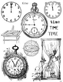 an old time drawing with clocks and other things to draw on the page, vintage line drawing or engraving illustration