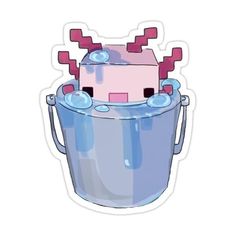 a cartoon character in a bucket filled with water