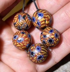 Antique Round Venetian Millefiori Italian Murrine Glass Cane Beads African Trade | eBay Large Murano Glass Beads For Jewelry Making, Traditional Large Glass Beads, Traditional Colorful Glass Beads, Artisan Glass Spacer Beads, Trade Sign, Trade Beads, Beads, Free Shipping, Glass