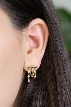 These beautiful charm earrings will add a touch of elegance to any look. Tap to shop now at wbritt.com! A New World Charm – wbritt #Minimalistic #Simple #Chic #Elegant #Luxury #Modern #nyc #Fashion #Regram #Classy #Trendy #Jewelry #angle #earrings #collections #new #style #fashion #ootd #lookbook #newlook #accessories #silver #gold #geometricjewelry #gift #design #charm Bar Earring, Fitness Jewelry, Charm Collection, Accessories Silver, Gift Design, A New World, Classy Jewelry, Gold Earrings Designs, Simple Chic