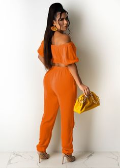 Summer New Arrivals Solid Color Off Shoulder Short Sleeve Crop Top Long Pants Two Piece Set Casual Solid Two-piece Bottoms, Casual Two-piece Pants For Vacation, Casual Two-piece High Waist Set, Solid Color High-waisted Pants Set For Summer, Solid High-waisted Pants Sets For Summer, Summer Solid Color High-waisted Pants Set, Summer Sets With Solid High-waisted Pants, Casual Two-piece High Waist Jumpsuits And Rompers, Casual Two-piece High Waist Jumpsuit