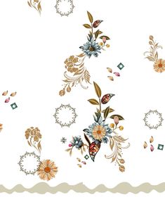 an image of flowers and butterflies on a white background