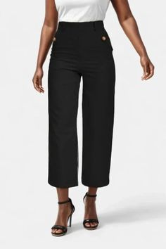 Women's Pant Wide Leg Pull-on Pants For Spring Workwear, Spring Wide Leg Work Pants With Pull-on Style, Elegant Wide Leg Pants With Pull-on Style For Fall, Spring Wide Leg Pants With Pull-on Style For Work, Pull-on Style High-waisted Wide Leg Pants For Business Casual, Wide-leg Pull-on Pants For Work, High-waisted Elastane Dress Pants With Pull-on Style, Chic Elastane Pull-on Dress Pants, Business Casual Wide-leg Dress Pants With Pull-on Style