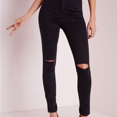 Vice Highwaisted Slash Knee Skinny Jean Blackus Size 8/S W5 Edgy High Rise Bottoms For Going Out, Black Fitted Ripped Bottoms, Fitted Black Ripped Bottoms, Edgy Ripped High-waist Bottoms, Edgy Ripped High Waist Bottoms, Edgy Fitted Ripped Bottoms, Fitted Ripped Bottoms For Night Out, Ripped High Waist Bottoms For Night Out, Chic Ripped Bottoms For Night Out