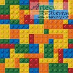 an image of a colorful pattern made out of lego blocks in different colors and sizes