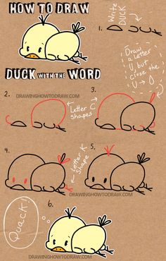 how to draw a duck with the word