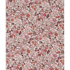 a floral pattern with red and pink flowers on a white background is featured in this image