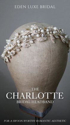 the charlotte bridal headband is shown on a mannequin's head