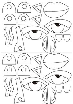 an image of eyes and shapes to make it look like they are made out of paper