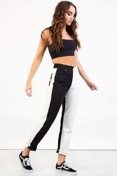 Dream Fit / XOXO Color Block Cotton Jeans For Streetwear, White Straight Leg Jeans With Contrast Stitching, Edgy White Jeans For Spring, Trendy Contrast Color Cotton Jeans, White Edgy Jeans For Spring, Spring Straight Leg Jeans With Contrast Color, Edgy White Fitted Jeans, Edgy White Denim Bottoms, Edgy Fitted White Jeans