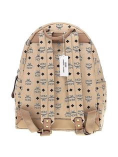 MCM Backpack Size: One Size Accessories - used. 100% Coated Canvas | MCM Backpack: White Accessories Designer Bags With Logo Patch For Everyday Use, Leather Backpack With Logo, Standard Backpack With Logo For Travel, Classic Backpack With Branded Hardware, Logo Travel Backpack, Coated Canvas Backpack With Logo, Coated Canvas Standard Backpack With Logo, Designer Leather Backpack With Logo, Leather Travel Backpack With Logo