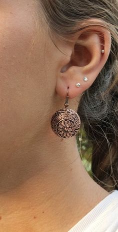 Etched Copper Earrings Copper Jewelry 7th Anniversary Gift | Etsy Etched Metal Drop Earrings, Etched Brass Earrings, Copper Drop Flower Earrings As Gift, Gift Copper Etched Earrings, Vintage Etched Earrings, Etched Copper Jewelry, Paisley Jewelry, Paisley Earrings, Etched Jewelry