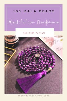 108 Amethyst Mala Beads Necklace. We created this unique hand-knotted Mala to suppAmethyst Mala Beadsort you in your journey of self-discovery and growth. In this wonderful Mala Necklace, 108 Amethyst beads will be your companion. Get inspired by the meaning of the mala beads and check out our mala necklace collection. Malas and meditation go hand in hand. Malas help you to enhance your spirituality. We offer a variety of meditation tools, Japa mala 108 beads and 27. Check our website>> Spiritual 108 Beads Necklace For Meditation, Handmade Purple Spiritual Beaded Necklaces, Handmade Purple Beaded Necklaces For Spiritual Style, Handmade Purple Beaded Necklaces With Spiritual Style, Purple Beaded Necklaces For Healing With Round Beads, Handmade Purple Beaded Necklaces, Holistic Purple Round Beaded Jewelry, Bohemian Crystal Necklaces With 108 Beads For Meditation, Spiritual Necklaces With 8mm Beads For Meditation