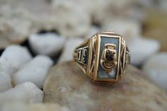 This is the perfect option for those who like cool, unique jewelry, and the luxury, shine of gold. This ring is well made, cute and/or elegant in design, and very desirable. The vintage ring decorated with the emblem in the center and signed ''1947''. The ring has a hallmark, 10k BBCC ELG. Its weight is 4.5 grams and is a size 5 1/4. In good condition. Everyone interested in the jewelry should remember that he or she must like their jewelry- not just at first sight.... but for always. To have it Gold Signet Ring With Maker's Mark As Gift, Art Deco Enamel Jewelry For Anniversary, Gold Signet Ring With 17 Jewels Collectible, 14k Stamped Art Deco Jewelry Gift, Rare Collectible 14k Gold Jewelry, Gold Engraved Enamel Signet Ring, Gold Enamel Art Deco Jewelry, Antique Enamel Jewelry For Anniversary, Engraved Enamel Rings For Collectors