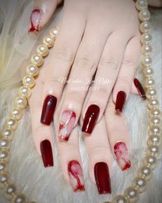 Red Marble Nail Designs, Celeste Core, Red Marble Nails, Nails Tay, Nail Box, Funky Nails, Marble Design, Nails Art